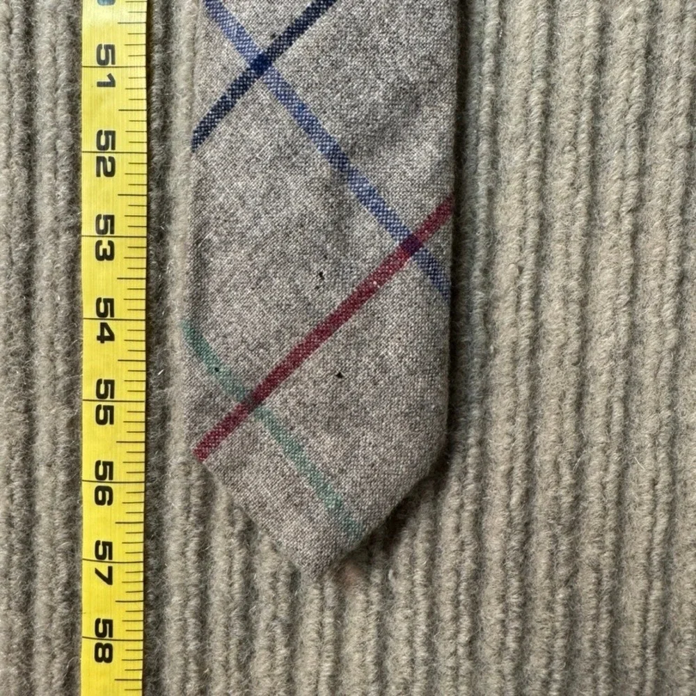 John Henry Vintage Plaid Tweed Wool Blend Tie Tan Red Green Blue Strawbridge